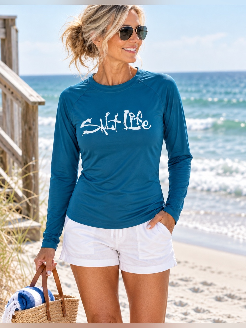 Salt Life Women’s Long Sleeve Performance Shirt Swim Beach Vacation Coastal